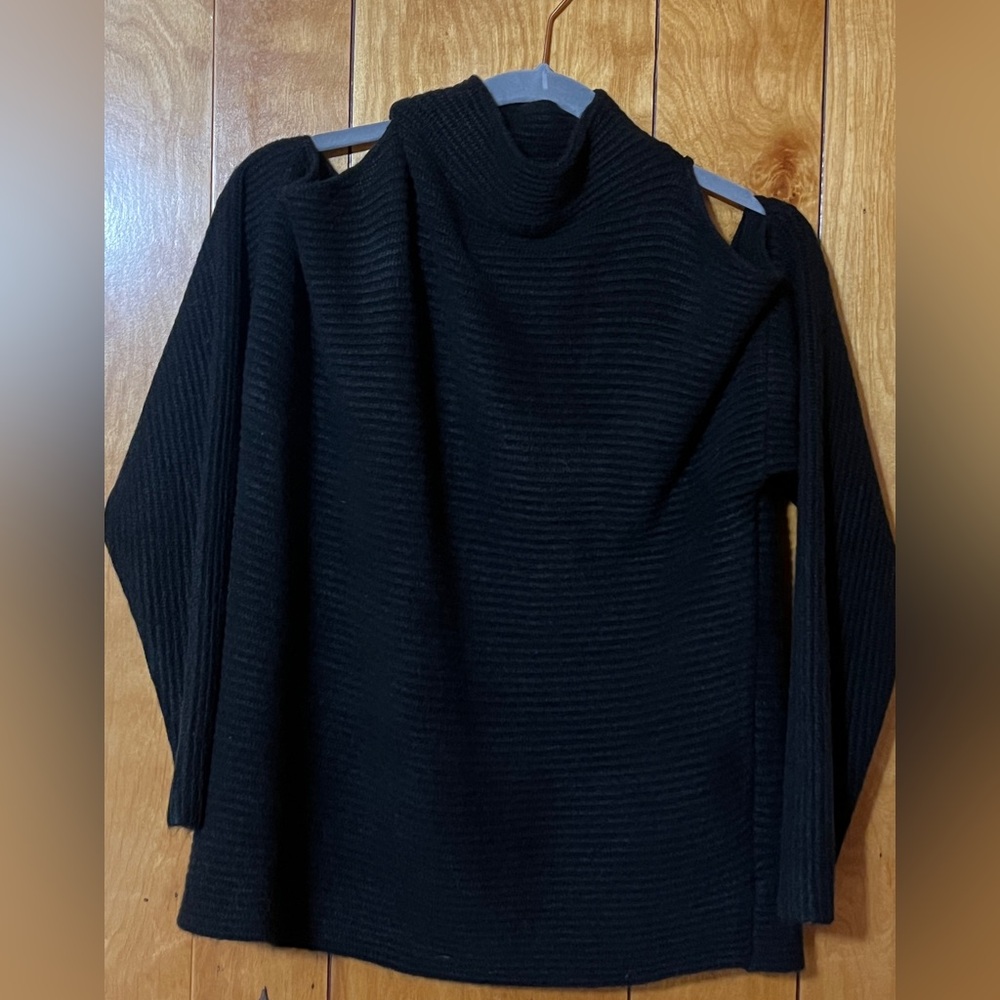 Fab’rik Mock Turtleneck Cold-Shoulder Sweater